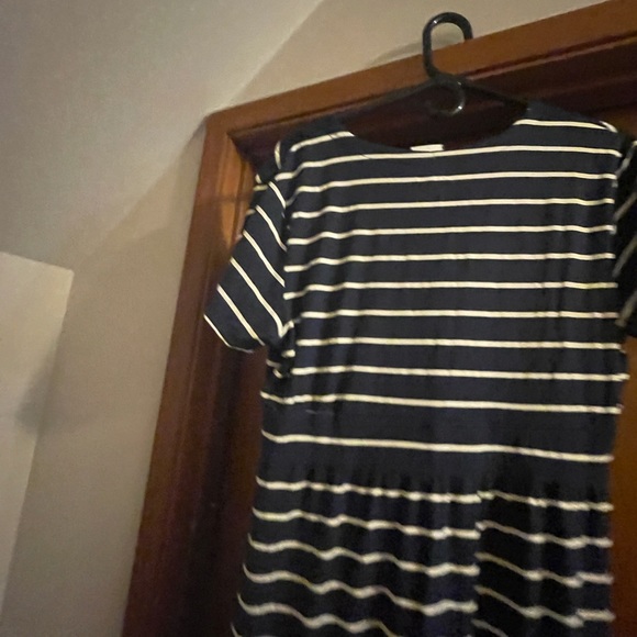 NWT L.L. Bean white Stripes Navy Blue Dress size L Large Petite knee length - Picture 7 of 7